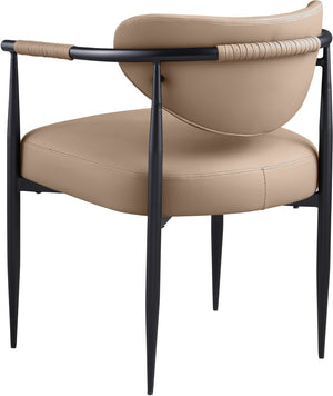 Meridian Furniture Virella Contemporary Vegan Leather Dining Chair with Tapered Iron Frame for Modern Rooms Tan 829 829Tan-C
