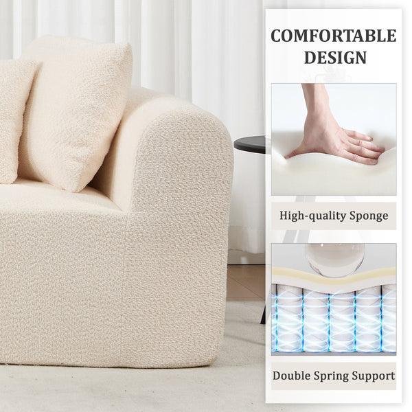 English Elm 109 Cloud Sectional Couch with L-Shape Chaise, Chenille Modular Sofa Bed, Memory Foam Comfort and Easy Setup Ivory W1249S00002