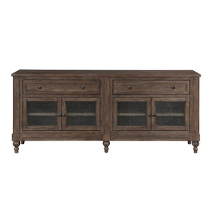 English Elm Middleton Vintage Hazel Wood Media Console with Seeded Glass Doors and Pewter Hardware B108P468539