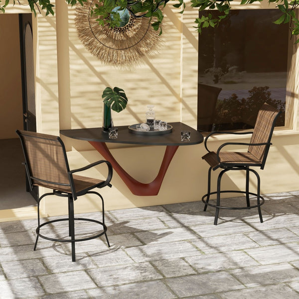 English Elm Outsunny Outdoor Bar Stools Set Of 2 - 360° Swivel Patio Chairs With Armrests, Weather-Resistant Design W2225P174469-GIGA