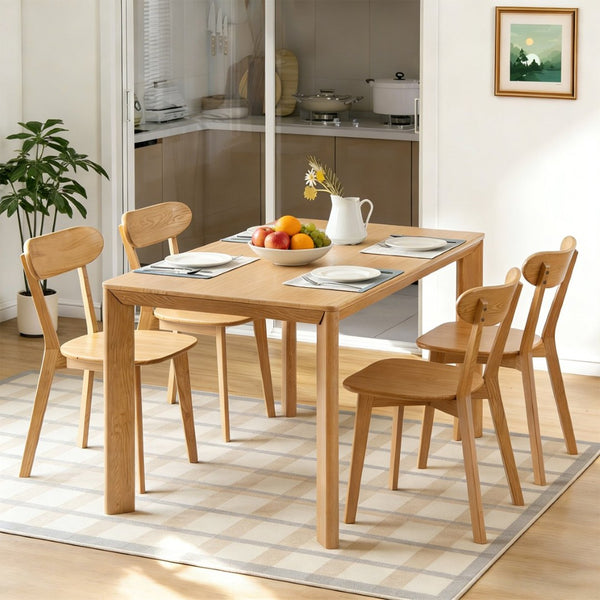 English Elm Solid Natural Wood Mid-century Dining Chairs Curved Back Upholstered Seat Set of 2 W3204P429362