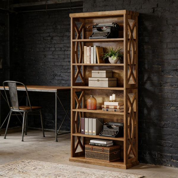 English Elm Display Cabinet Wall Mounted 5 Tier Glass Door Shelving for Collectibles Matte Black T3971P447535