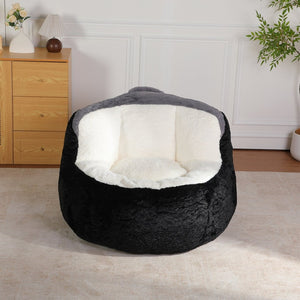 English Elm Oversized Faux Fur Bean Bag Chair - Multicolor Lounger Sofa For Cozy Living Room Relaxation! W3723P375716-GIGA