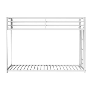 English Elm Twin Metal Low Bunk Bed Durable Full Frame Industrial Style Attached Ladder Space-Saving Design Matte White 83 L x 15 W x 6 H B2741P391249
