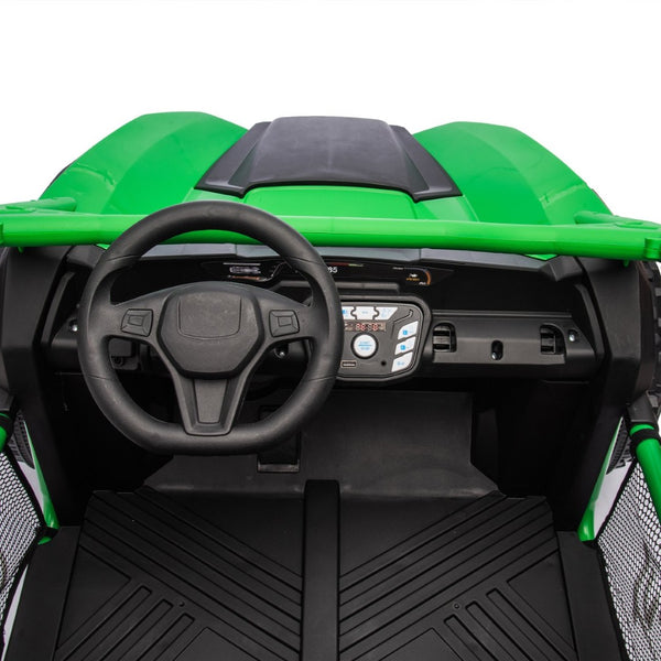 English Elm 24v Two Seater Kids Utv with Parental Remote Dual Motors Four Wheel Suspension Led Green W1578P198435