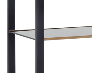 Sunpan Ambretta Bookcase: Elegant Modern Design with Glass Shelves and Mirrored Bottom for Stylish Storage Small - 24W x 15D x 72H