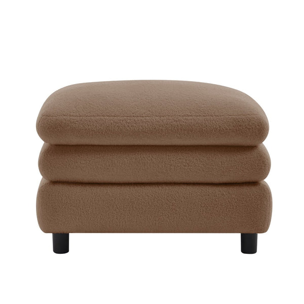 English Elm Vitoria Curved Modular Ottoman in Plush Teddy Fleece for Contemporary Living Rooms Camel W5656P454363
