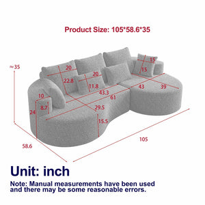 English Elm Modern Chenille Cloud Sectional Sofa Deep Curved 4 Seat Modular Living Room Couch W834S00488