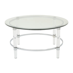 English Elm Christopher Knight Home® - ROUND Glass Tempered Coffee Table with Clear Iron & Acrylic Frame, 36" Round Minimalist Modern Style 61530.00
