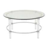 Christopher Knight Home® - Noble House - Elowen Modern Round Tempered Glass Coffee Table with Acrylic and Iron Accents