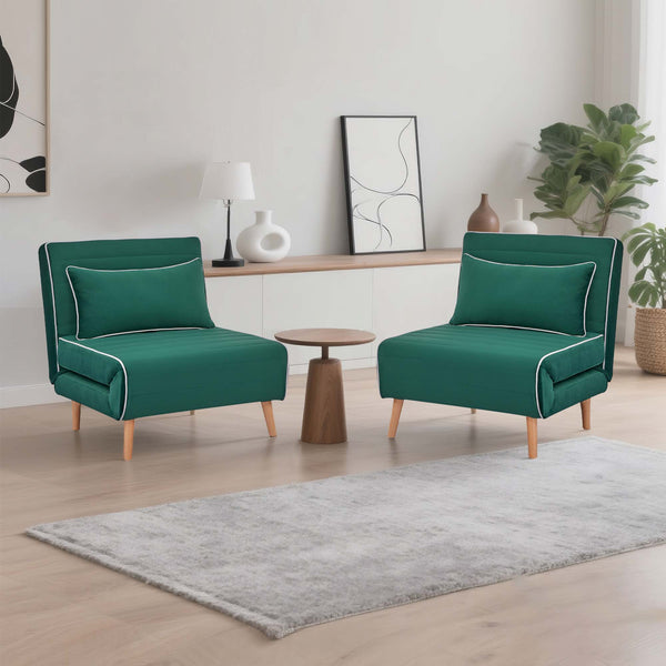 English Elm Canon Versatile Green Velvet Modular Sofa Bed Set – Space-Saving, Quick-Convert, Stylish Comfort! W3391S00002