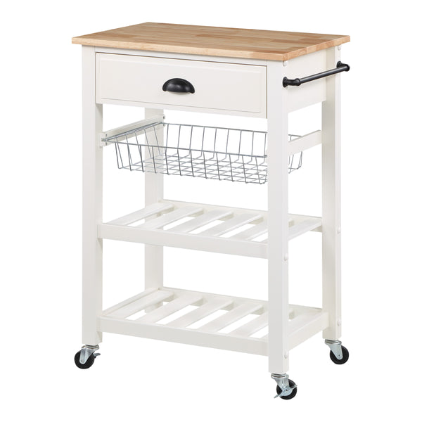 OSP Home Furnishings Hampton Kitchen Cart White White