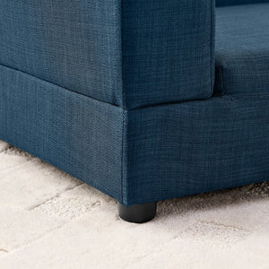 English Elm Comfortable Linen Upholstered Pet Sofa with Backrest and Armrests for Large Dogs Dark Blue W487P430319