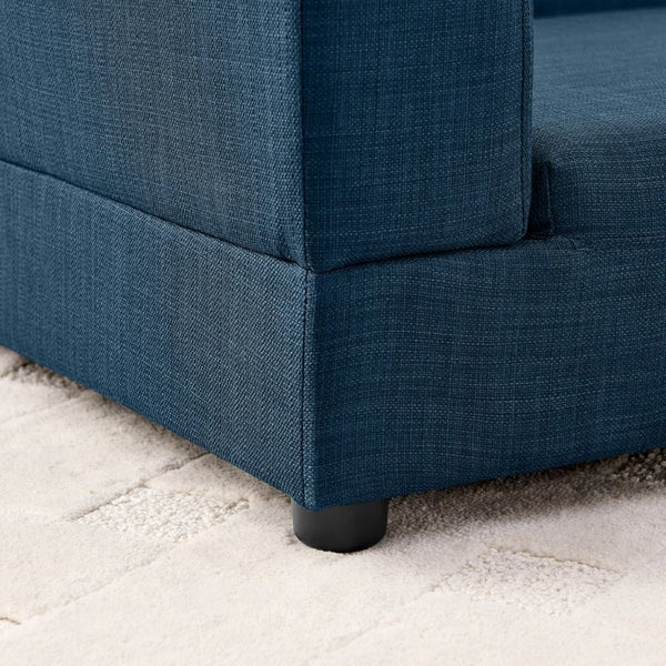 English Elm Comfortable Linen Upholstered Pet Sofa with Backrest and Armrests for Large Dogs Dark Blue W487P430319