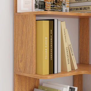 English Elm 90cm Five Tier L-shaped Corner Bookcase Open Wood Shelving Unit for Home Office W2899P444147