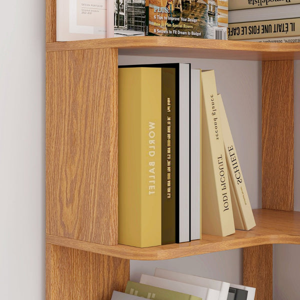 English Elm 90cm Five Tier L-shaped Corner Bookcase Open Wood Shelving Unit for Home Office W2899P444147