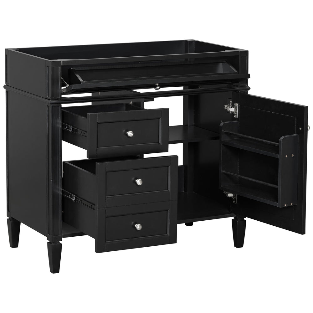 English Elm 36'' Modern Bathroom Vanity Cabinet With 2 Drawers, Tip-Out Storage & Solid Wood Frame Design N710P256582B