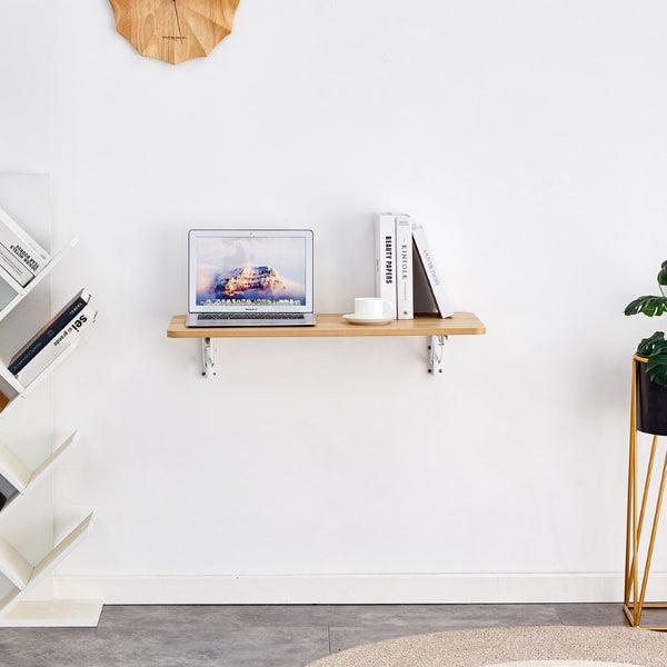 English Elm Wall Mounted Fold Down Wooden Desk Space Saving Floating Surface for Any Room W3875P434768