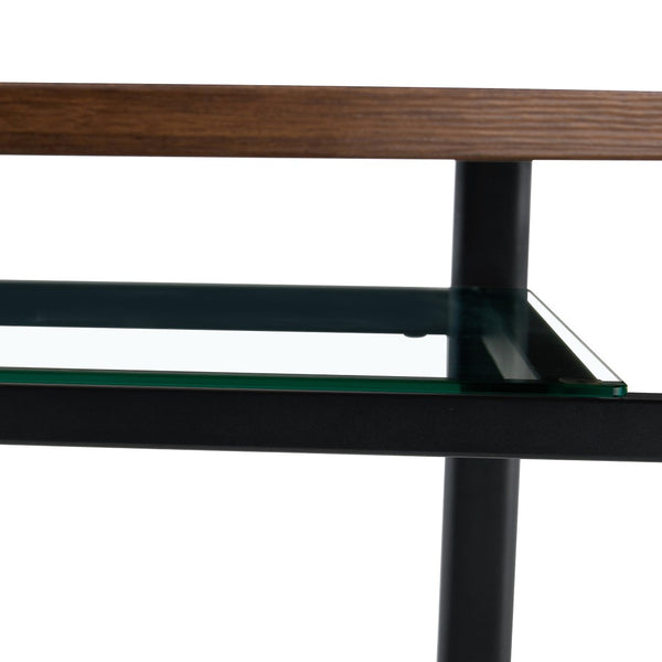 English Elm Table Set Round 42 Inch Wood Grain Mdf Dining with Glass Inset and Two Pu Chairs W1151S04494