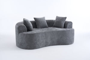 English Elm Crescent-shaped Chenille Loveseat Low Profile Curved Sofa for Modern Living Rooms Grey W5188P450353