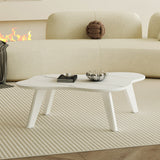 English Elm Modern Minimalist White Imitation Marble Tabletop Coffee Table. Solid Wood Spray Painted Desk Legs, Cloud Shape To Give You A New Experience, Computer Desk. Suitable For Dining and Living Rooms.