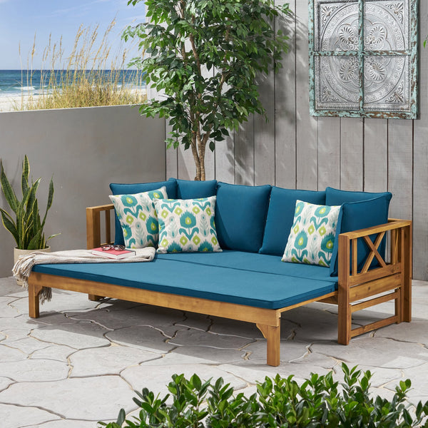 English Elm Christopher Knight Home® - Outdoor Extendable Acacia Wood Sofa Daybed - Versatile, Water-Resistant Lounge Chair For Patios 74327.00DT