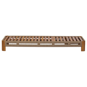 English Elm Acacia Wood Outdoor Chaise Lounge with Rope Accents and Adjustable Reclining Backrest N767P363998C_N767P369236T
