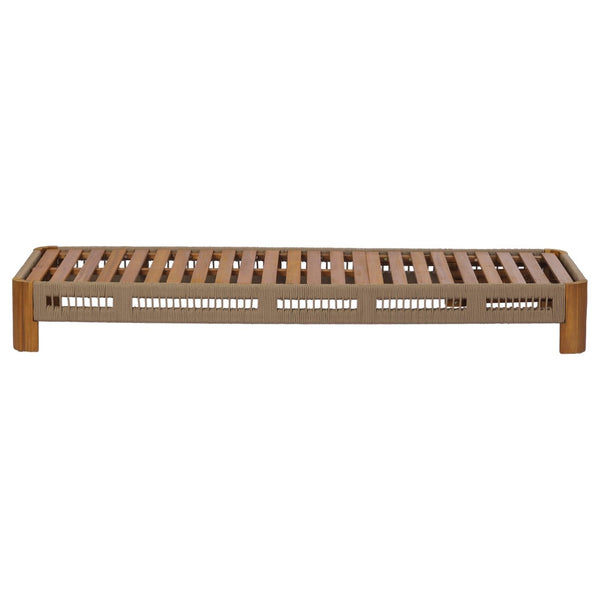 English Elm Acacia Wood Outdoor Chaise Lounge with Rope Accents and Adjustable Reclining Backrest N767P363998C_N767P369236T