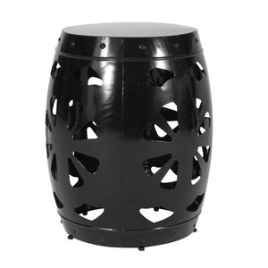 English Elm Metal end Table with Powder-Coated Iron Frame and Floral Cut Design, Modern Minimal Accent Table Black 23.75 L x 19.75 W x 19.75 H W2297P188283