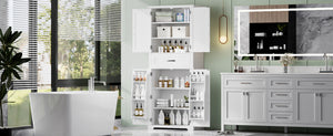 English Elm Christopher Knight Home® - Bathroom Storage Cabinet with Doors Drawer and Adjustable Shelves — MDF Build, Anti-Tip Safety, Modern Appeal White N759P241667K