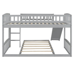 English Elm Twin Over Kids Bunk Bed with Built-in Slide Solid Pine Frame Gray Finish LT100514AAE