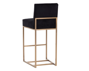 Sunpan Joyce Modern Barstool with Gold Stainless Steel Frame – Stylish Seating for Your Bar Area Cube Black
