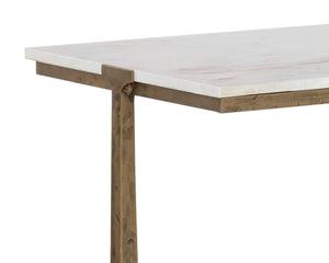 Sunpan Cowell Console Table - Chic Mid-Century Design with Unique White Marble Top & Antique Brass Legs