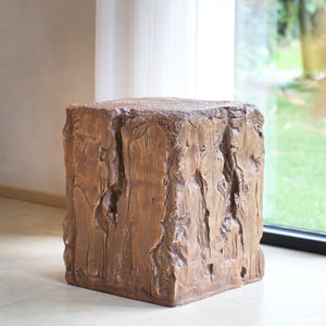 English Elm Christopher Knight Home® - Amira Magnesium Oxide Stump Side Table Brown — All-Weather, Eco-Friendly Rustic Plant Stand Durable N775P300868B