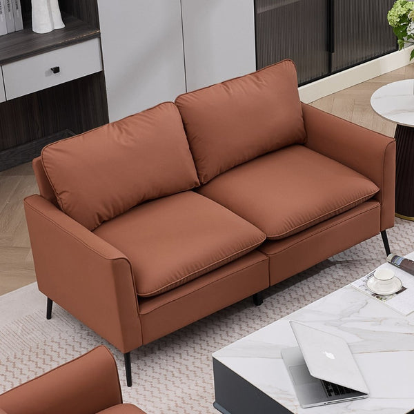 English Elm Ts Cat Paw Faux Leather Accent Chair Nordic Retro Loveseat with Lumbar Support Brown W2311S00012