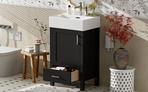 English Elm 20.28'' 20.28" Modern Bathroom Vanity with Ceramic Sink, Solid Wood Frame, Soft-Close Drawer & Cabinet - Space-Saving Design Black N729P277755B