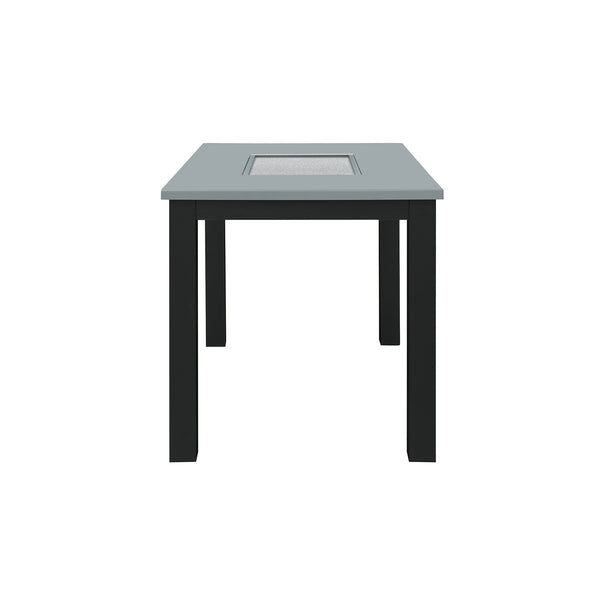 English Elm Grey Modern 5PC Dining Set with High-Gloss Table and 4 Fabric Chairs, Solid Wood+MDF, Sturdy Design B201P390561