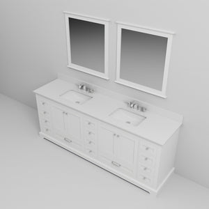 English Elm White Double Bath Vanity 84 in W x 22 in D with Cultured Marble Top, Chrome Faucets & Mirrors, Durable B2731S01088