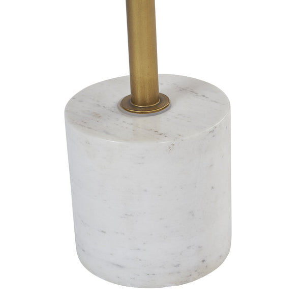 Sunpan Sia Sculptural End Table with Brass Top & White Volakas Marble Base - Perfect for Small Spaces!