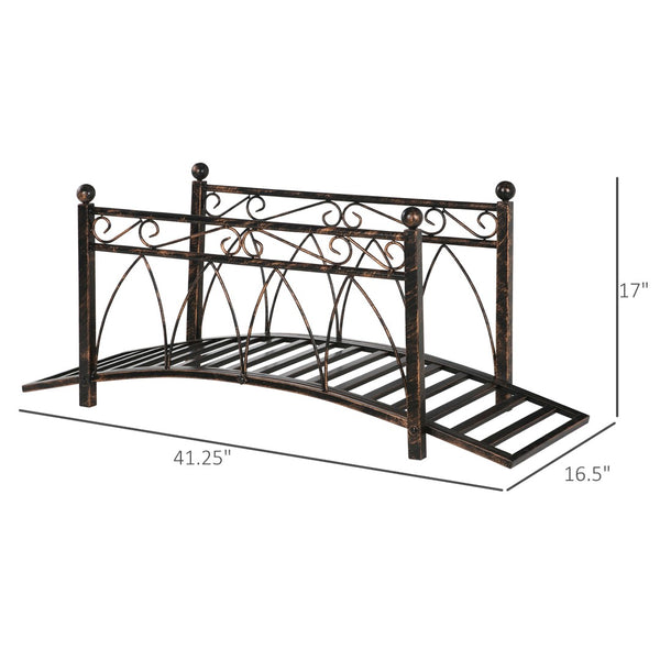 English Elm Outsunny 3.3' Elegant Metal Garden Bridge With Antique Scrollwork, Sturdy Safety Rails & Bronze Finish W2225P200683-GIGA