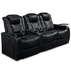 English Elm 93.3"power Recliner Set Nappa Leather Home Theater Rgb Lighting Usb Charging W3819S00093