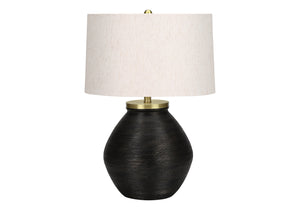 English Elm Lighting, Elegant 25" Table Lamp In Black Concrete With Ivory Shade, Modern Minimalist Design Elegance B2710P220131
