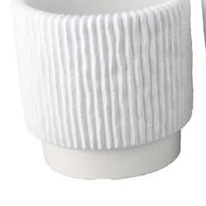English Elm Zeri White Terracotta Ribbed Planter Set Three Graduated Vessels for Stylish Interiors B056P417003