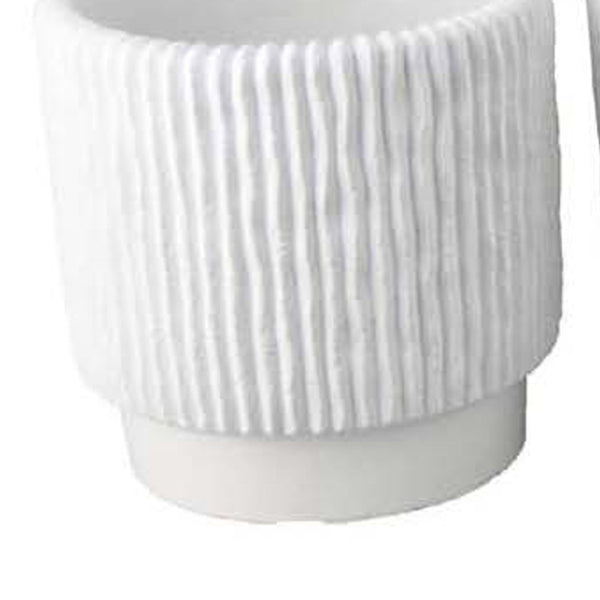 English Elm Zeri White Terracotta Ribbed Planter Set Three Graduated Vessels for Stylish Interiors B056P417003