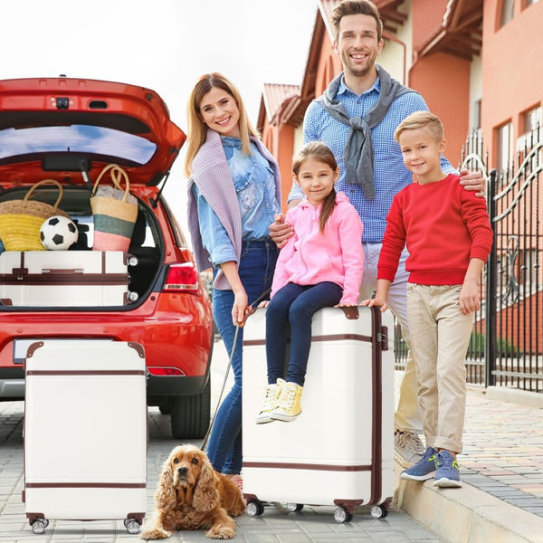 English Elm Hardshell 3 Piece Abs Spinner Luggage Set with Tsa Lock Lightweight Travel Suitcases White N732P171585K