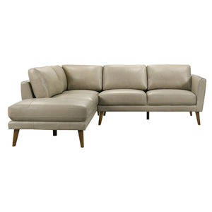 English Elm Ashcroft Furniture - Benson Beige Leather Sectional Sofa - Elegant Mid-Century Modern Design With Left-Facing Chaise B183S00137