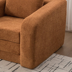 English Elm 40" Chenille Cloud Floor Chair Convertible Sleeper Sofa Lounge for Dorm Apartment Bedroom Orange W3118P388896