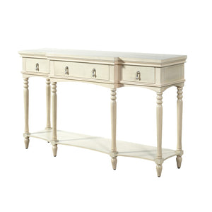 English Elm [video] Solid Pine Console Table Ornate Carved Legs Copper Hardware Soft-close Drawers White N759P433566K