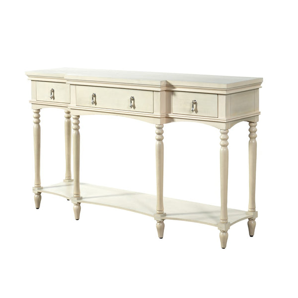 English Elm [video] Solid Pine Console Table Ornate Carved Legs Copper Hardware Soft-close Drawers White N759P433566K