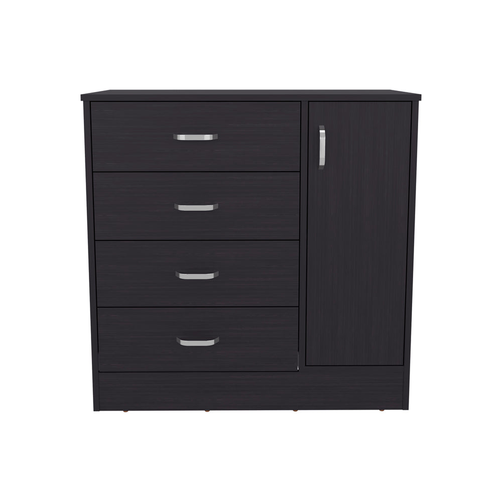 English Elm Katie Four Drawer One Door Dresser in Dark Kronos Wengue — Space-Saving Modern Organizer with Smooth-Glide Storage B070P337104